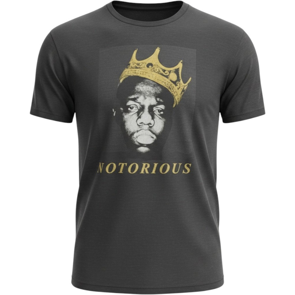 (A2) The Notorious BIG Biggie Smalls King NY Crown Graphic Tee Charcoal Grey XL